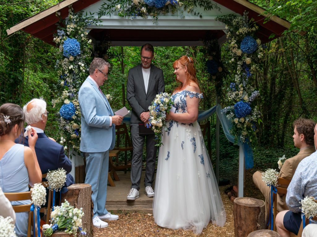 Wedding ceremony in the Enchanted Gardens near Hitchin