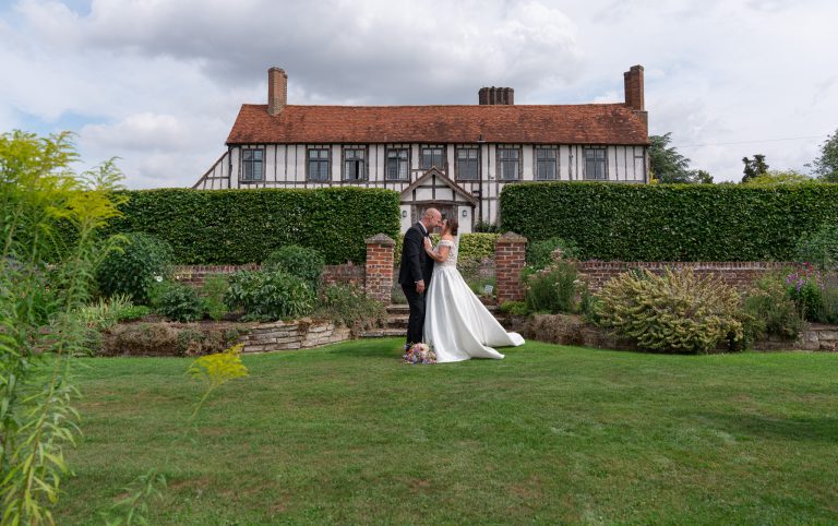 Couple in the gardens at The Barns at Alswick